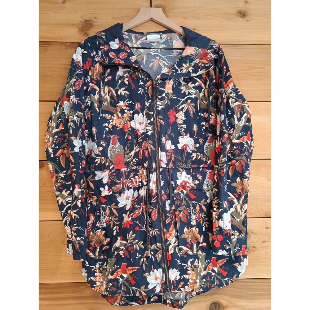 Columbia Womens West Bluff Floral Bird Print Lightweight Jacket Size Medium